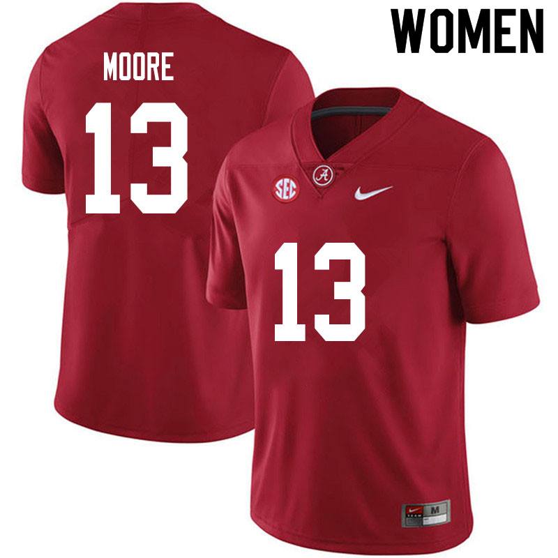 Women #13 Malachi Moore Alabama Crimson Tide College Football Jerseys Sale-Crimson